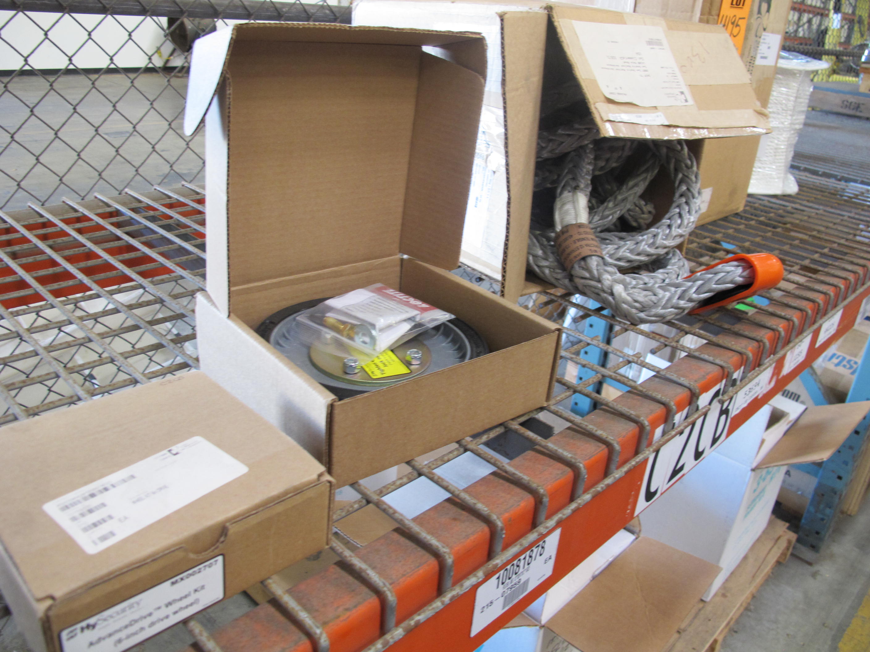 LOT TO INCLUDE: (2 BOXES) SLINGS, ROPE SPINDLE, WHEEL KIT, FILTER ELEMENTS, (3) BOXES SILICONE FOAM KITS, 144 TOTAL. LOADING & HANDLING FEE $15-4195